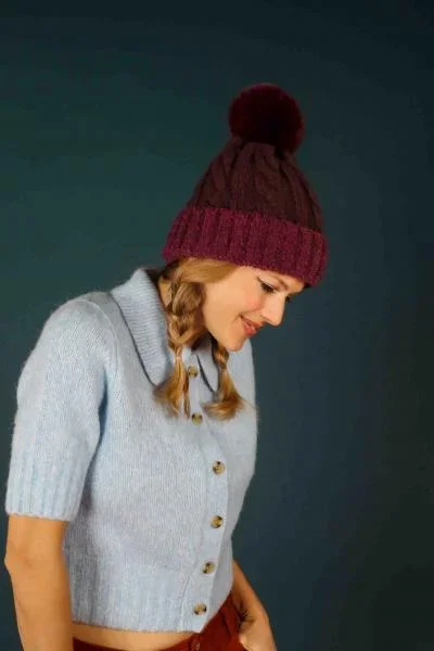Freya Bobble Hat – Damson