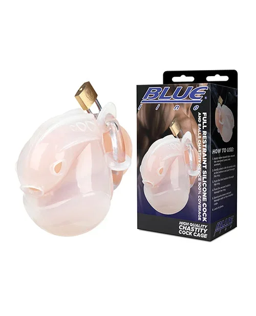 Full Coverage Silicone Chastity Device with 100% Restraint in White