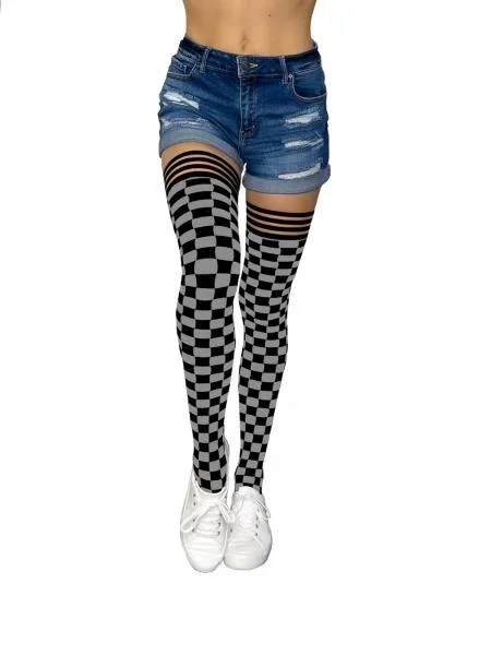 Game Day Thigh High – Black/Grey –