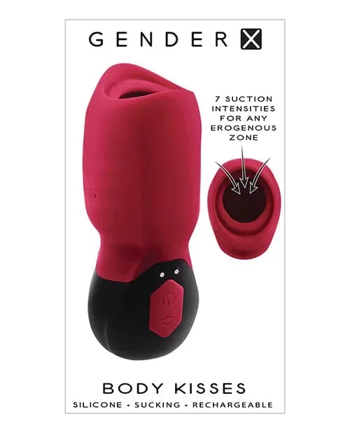 Gender X Body Kisses Vibrating Suction Massager – Red-black