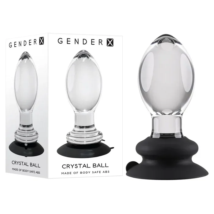 Gender X Crystal Ball – Glass Butt Plug with Suction Base 10.1cm