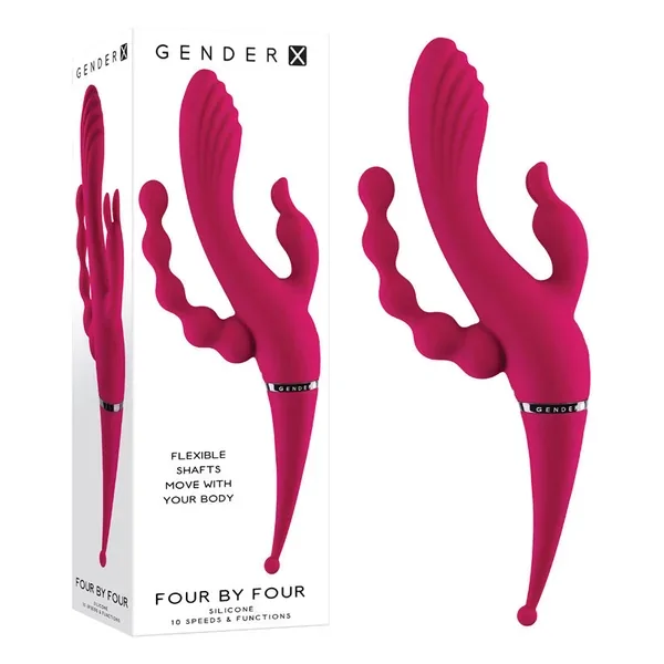 Gender X FOUR BY FOUR – Pink 27.5 cm USB Rechargeable Multi Vibrator
