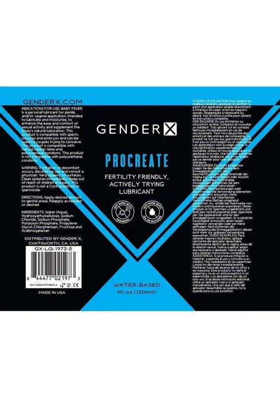 Gender X Procreate Water Based Lubricant