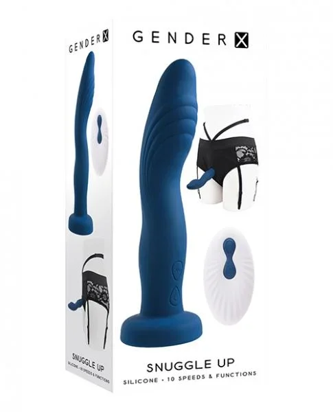 Gender X Snuggle Up Dual Motor Strap On Vibe w/Harness – Blue