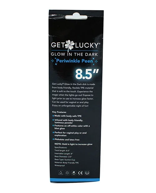 Get Lucky 8.5″ Glow in the Dark Periwinkle Peen Dildo