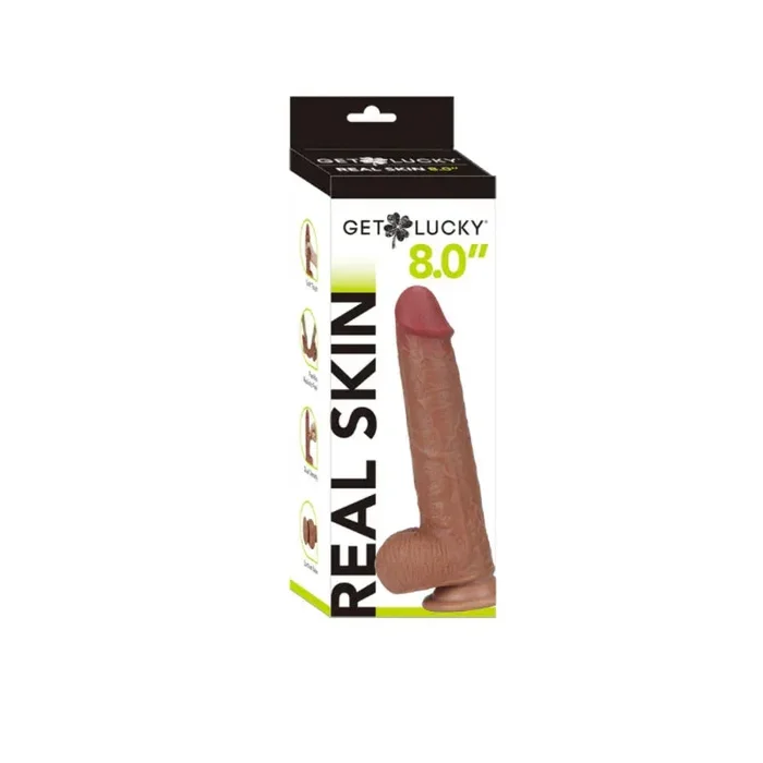 Get Lucky 8 Inch Real Skin Dildo – Light Brown