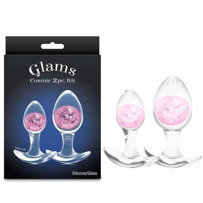 Glams Cosmic 2pc Kit – Pink – Clear/Pink Butt Plugs – Set of 2 Sizes