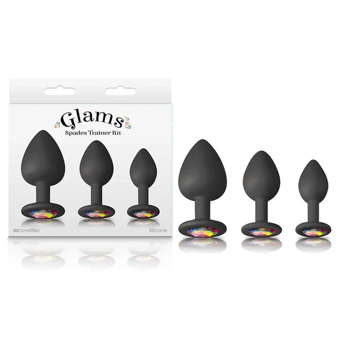 Glams Spades Trainer Kit Butt Plugs with Gems Set of 3 Sizes