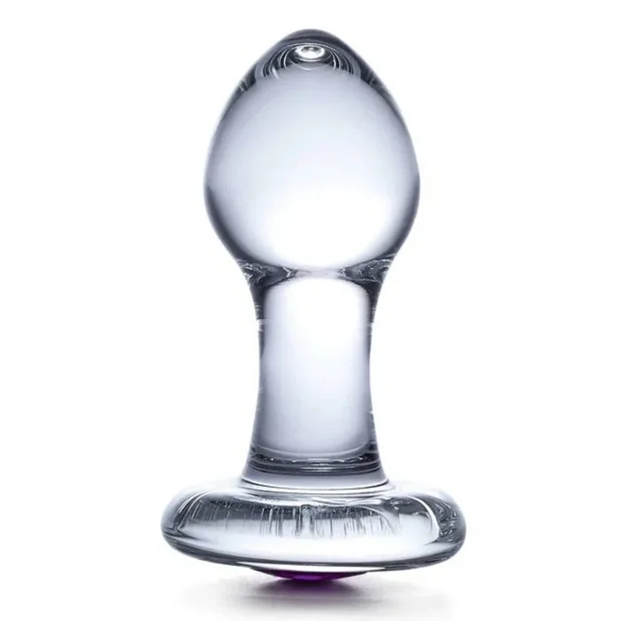 Glas Bling Bling Butt Plug Purple Clear 3.5 Inch