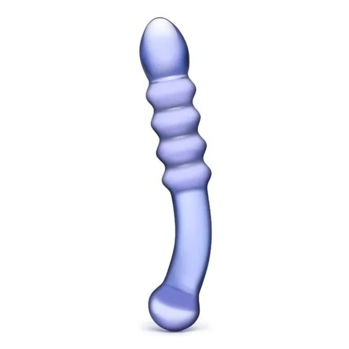 Glas Purple Rain Ribbed Dildo Purple 9 Inch