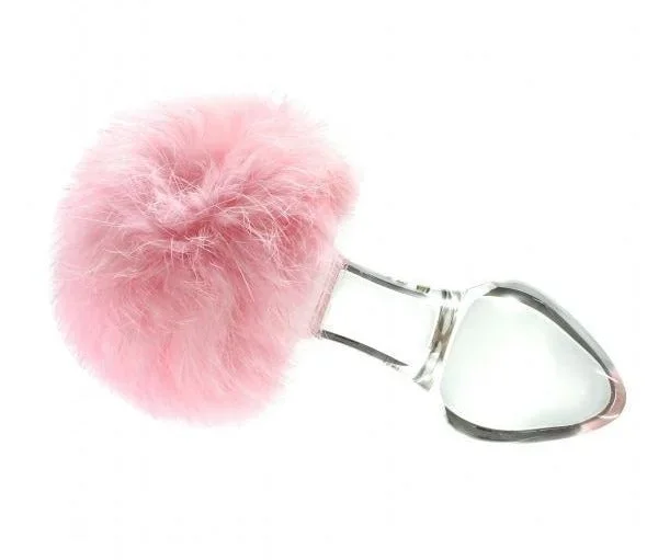 Glass Plug With Rabbit Tail – Pink