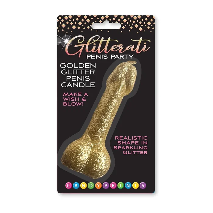 Glitterati Gold Glitter Penis Candle – Gold 10 cm Penis Party Candle