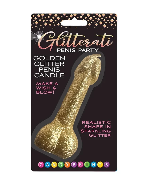 Glitterati Golden Glitter Penis Cake Candle