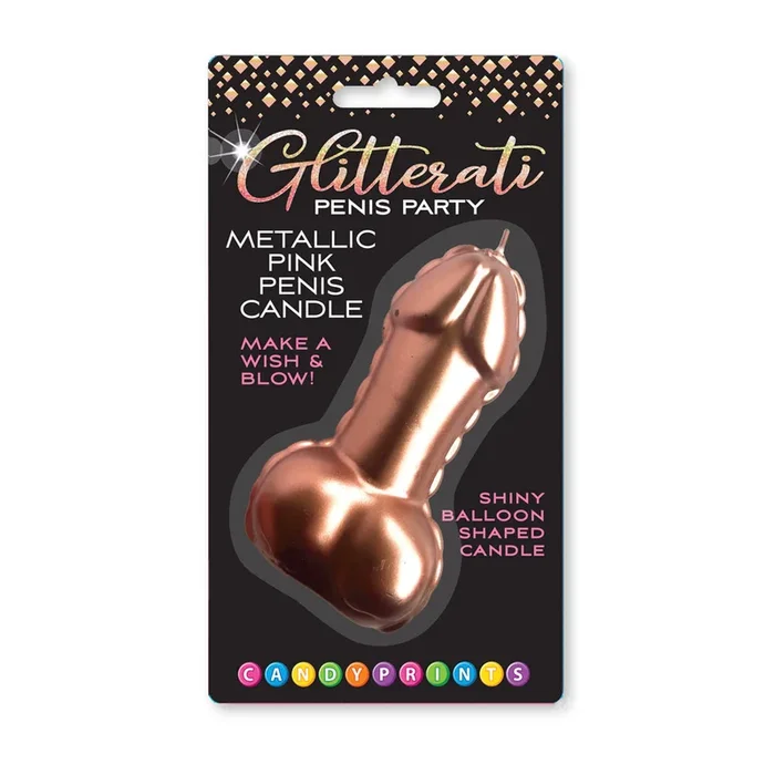 Glitterati Metallic Pink Penis Candle 10 Centimeter Party Decoration