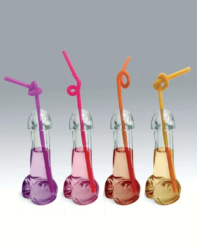 Glitterati Party Penis Shaped Drinking Glasses 4 Pack