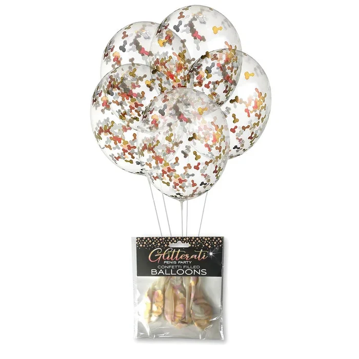Glitterati Penis Confetti Balloons 5 Pack for Hens Party and Celebrations