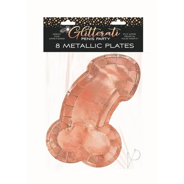 Glitterati Penis Rose Plates 8pk