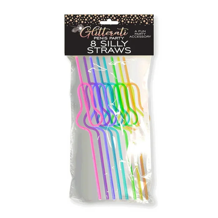 Glitterati Penis Silly Straws – Coloured Hen’s Party Straws – 8 Pack