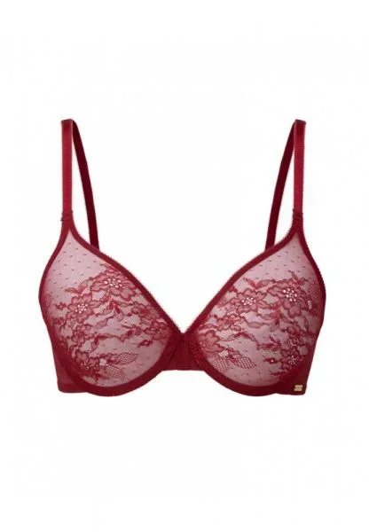 Glossies Lace Sheer Bra – Bordeaux –