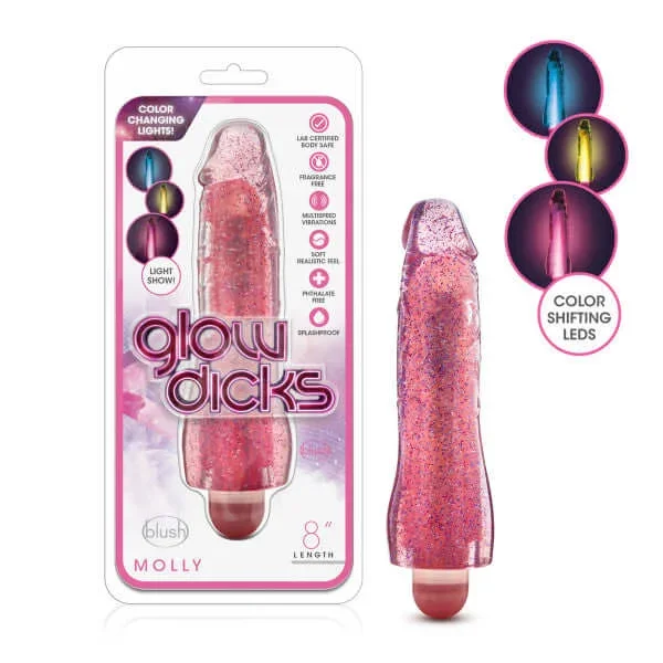 Glow Dicks Molly Glitter Vibrator – Multi-Speed, Light-Up, and Realistic Pleasure