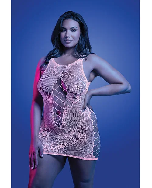 Glow-in-the-Dark Lace Knit Dress with Pink Glow Effect