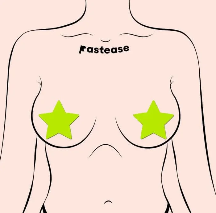 Glow in the Dark Star Pasties Nipple Covers Neon Yellow