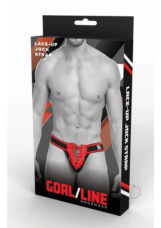 Goal Line Lace Up Jockstrap Red Small Medium