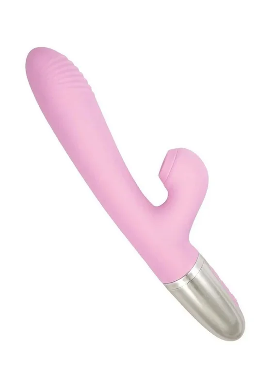 Goddess Tapping Thruster Rechargeable Silicone Vibrator with Clitoral Stimulator