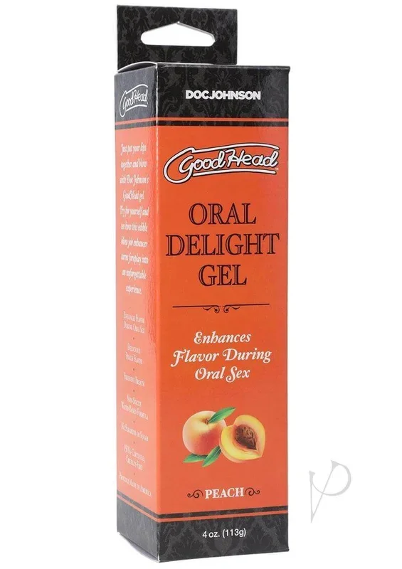 GoodHead Oral Delight Gel Peach 4oz by Doc Johnson: Edible, Enhancing Foreplay Gel