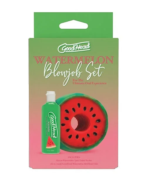 GoodHead Watermelon Blowjob Set Includes Stroker & Slick Head Glide – 1 oz Bottle Watermelon