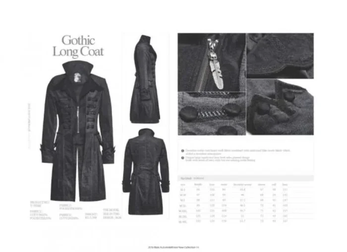 Gothic Decadent Noble Long Coat – Black –