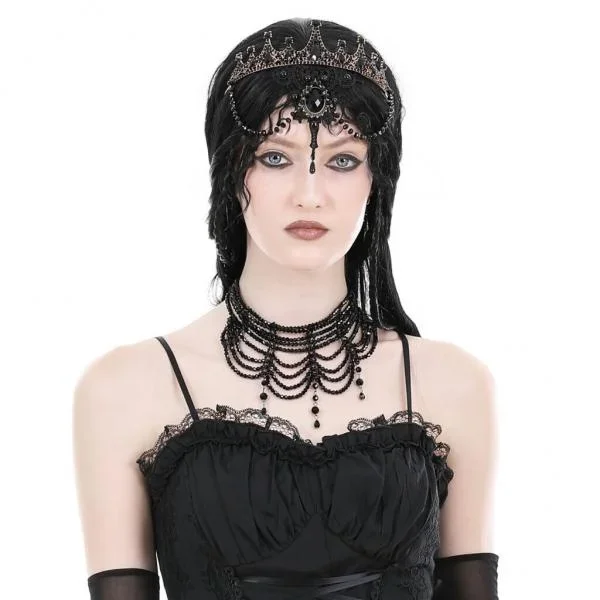 Gothic Princess Beaded Crown – Black