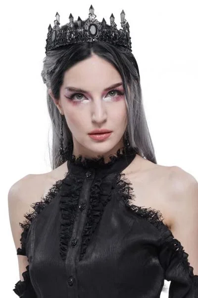 Gothic Queen Crystal Crown – Black