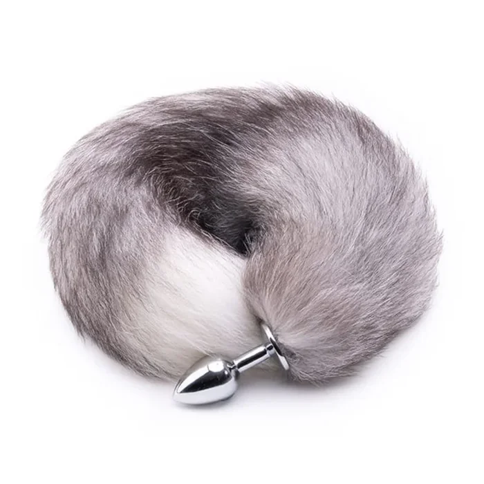 Gray Anal Fox Tail 16″