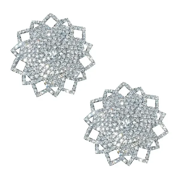 Ice Crystals Jewel Reusable Silicone Nipple Cover Pasties – Silver