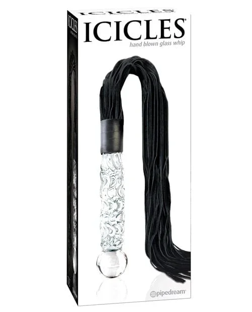 Icicles No. 38 Hand Blown Glass Handled Whip – Clear