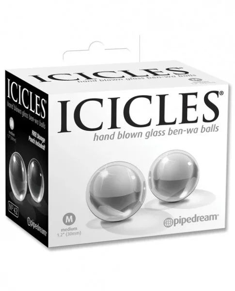 Icicles No. 42 Hand Blown Glass Medium Ben Wa Balls – Clear