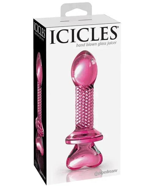 Icicles No. 82 Hand Blown Glass Butt Plug – Ribbed-Pink