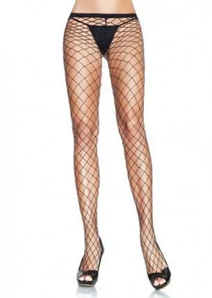 Industrial Black Silver Spandex Net Pantyhose Hosiery One Size