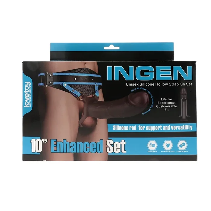 INGEN 10″ HOLLOW STRAP ON HARNESS SET