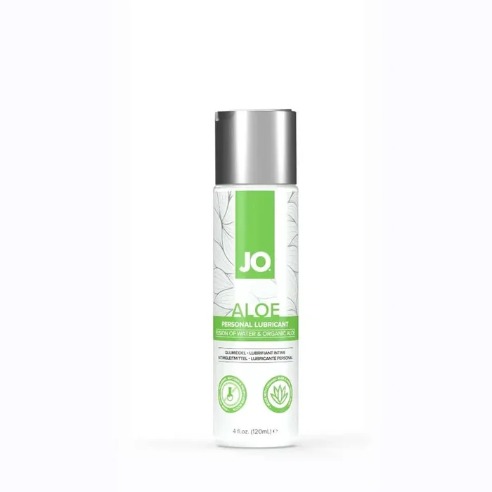 JO Aloe Water-Based Personal Lubricant – 4 fl oz, pH Balanced, Organic Aloe