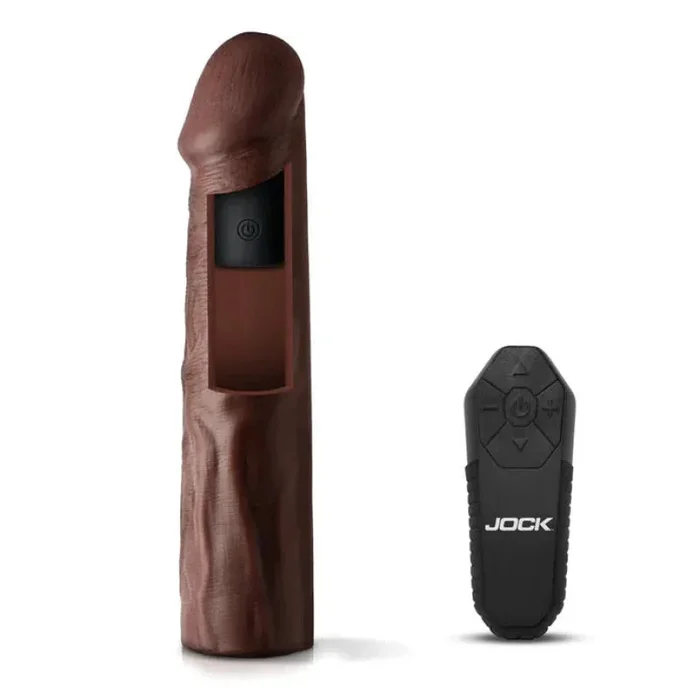 Jock Vibrating Penis Extension with Remote – Dark