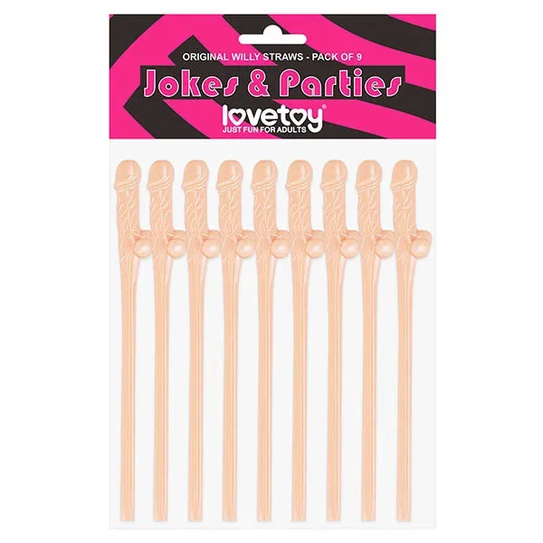 Jokes & Parties Original Willy Straws – Flesh Dicky Straws – Set of 9