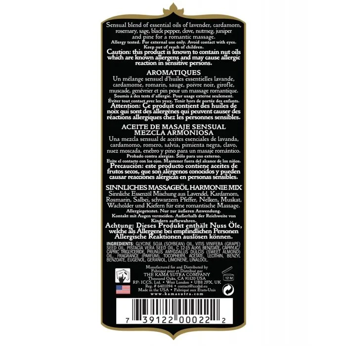 Kama Sutra Aromatic Oil – 8 oz Harmony Blend