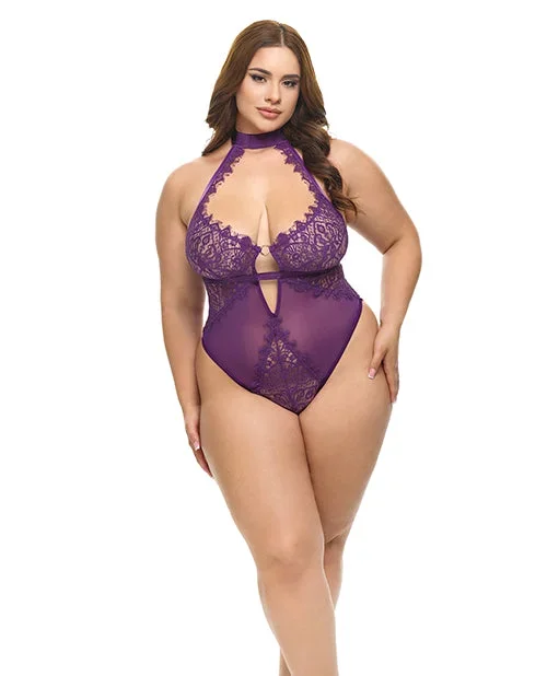 Kennedy Lace and Mesh Teddy – Purple XL