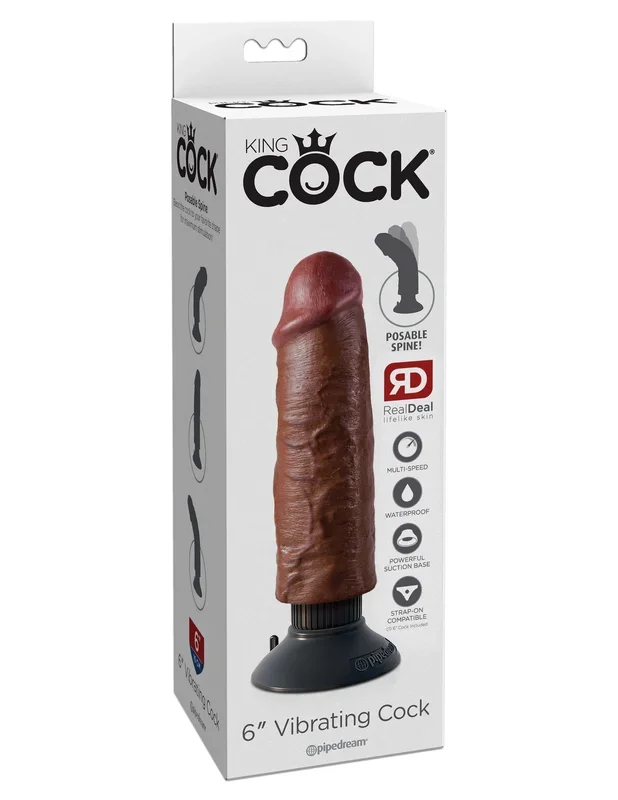 King Cock 6 inches Dildo Brown Vibrating Real Deal