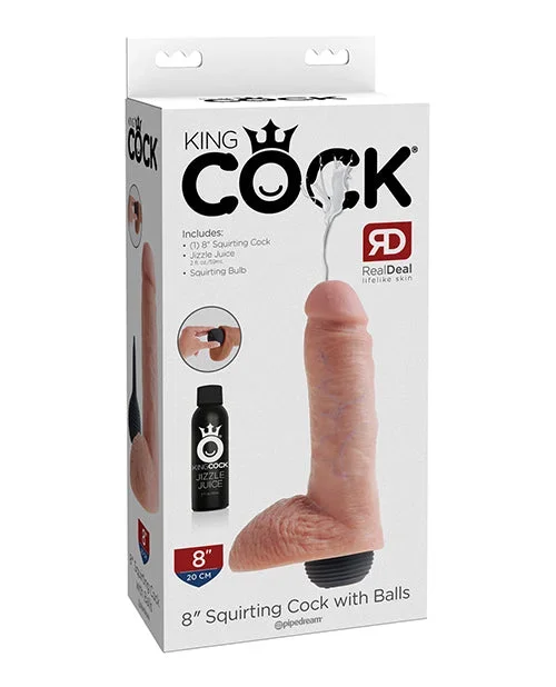 King Cock 8″ Squirting Cock w/Balls – Flesh