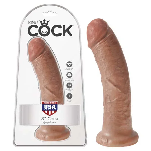 King Cock 8 Inch Realistic Dildo Tan with Strong Suction Base