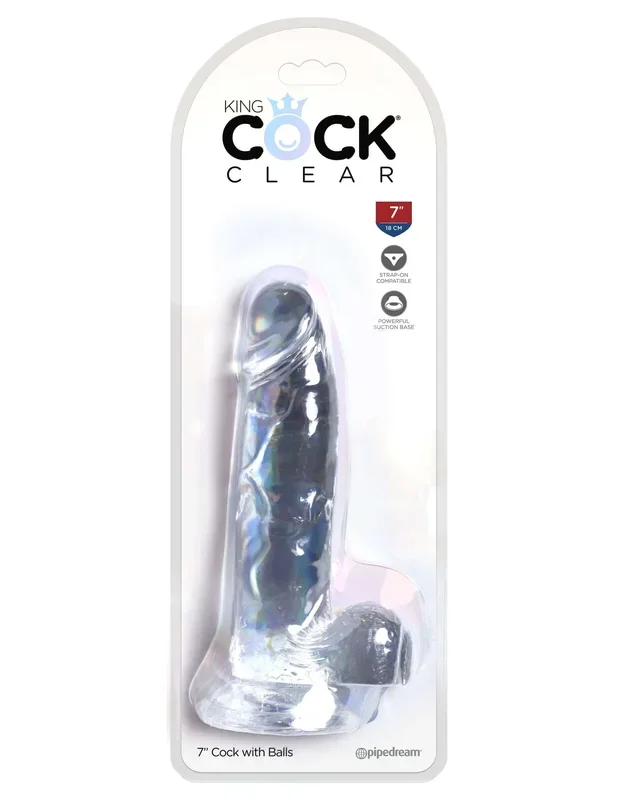 King Cock Clear 7 inches Cock Realistic Dildo with Balls