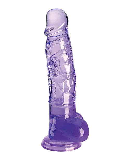 King Cock Clear 8″ Cock w/Balls – Purple
